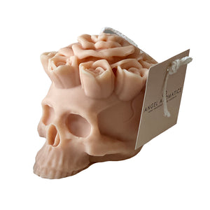 Day of the Dead Skull with Flowers in Nude 170g-Halloween Candles-Angel Aromatics