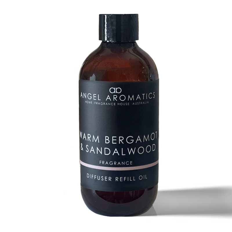 Reed Diffuser Refill 200ml - Warm Bergamot & Sandalwood-reed diffuser refill-Angel Aromatics