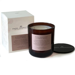 3 Wick Large Scented Candles - Warm Bergamot & Sandalwood-scented candles-Angel Aromatics