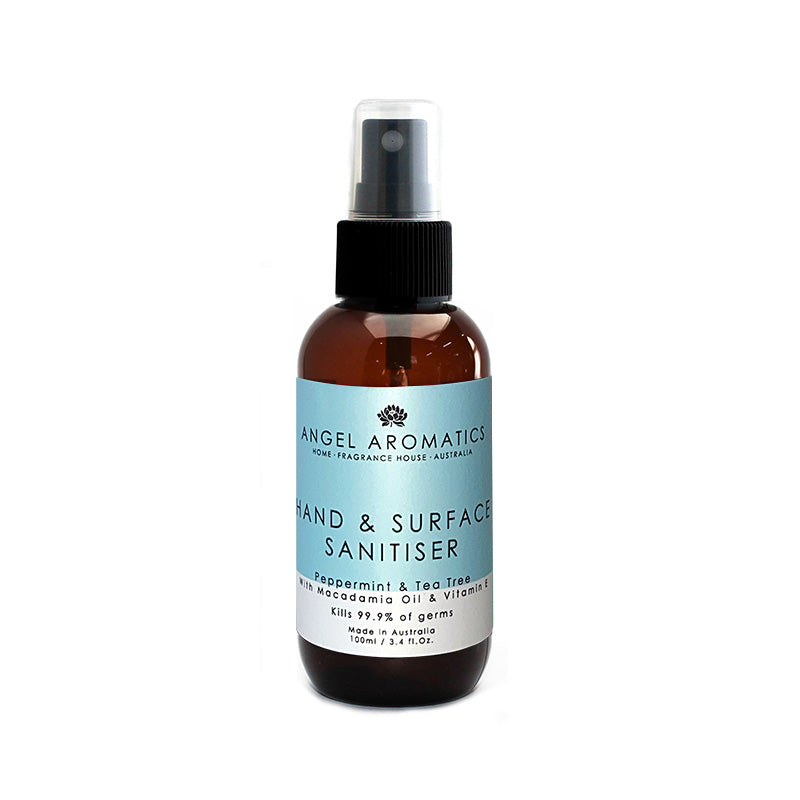 Hand and Surface Sanitiser Spray 100ml - Peppermint & Tea Tree Oil-hand sanitiser-Angel Aromatics