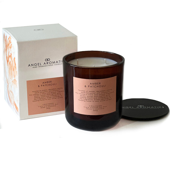 NEW LOOK Large Scented Candles - Amber Patchouli-scented candles-Angel Aromatics