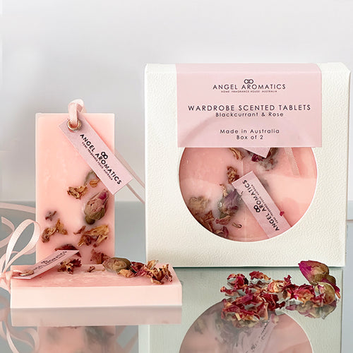 NEW Wardrobe Scented Wax Tablets - Blackcurrant and Rose fragrance-Linen Spray-Angel Aromatics
