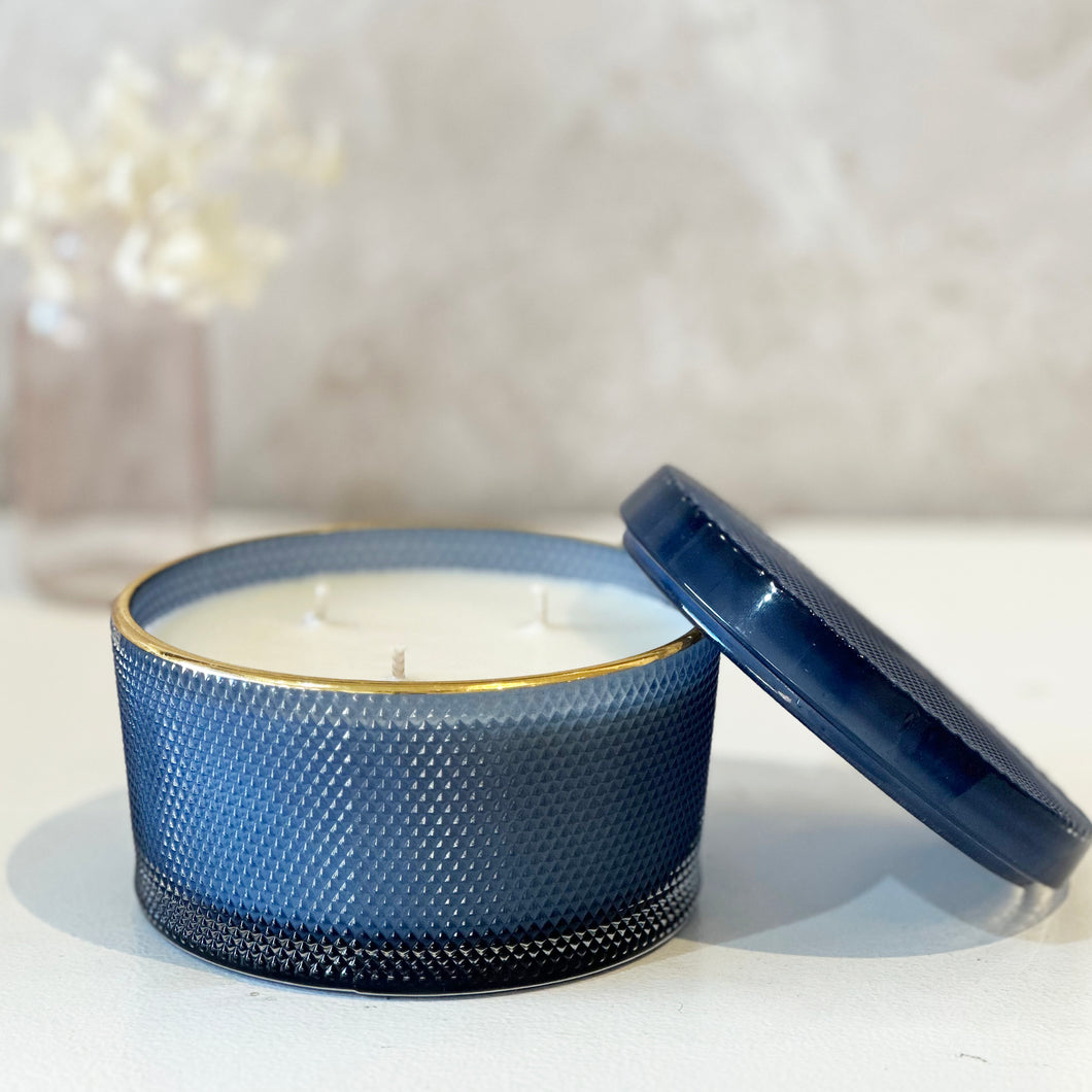 Navy Beauty Box Candle 310g - Vanilla & Amber-Scented candles-Angel Aromatics