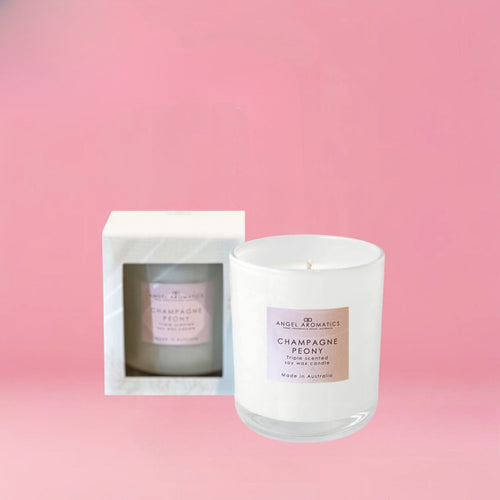 Scented Candles 180g - Champagne Peony-scented candles-Angel Aromatics