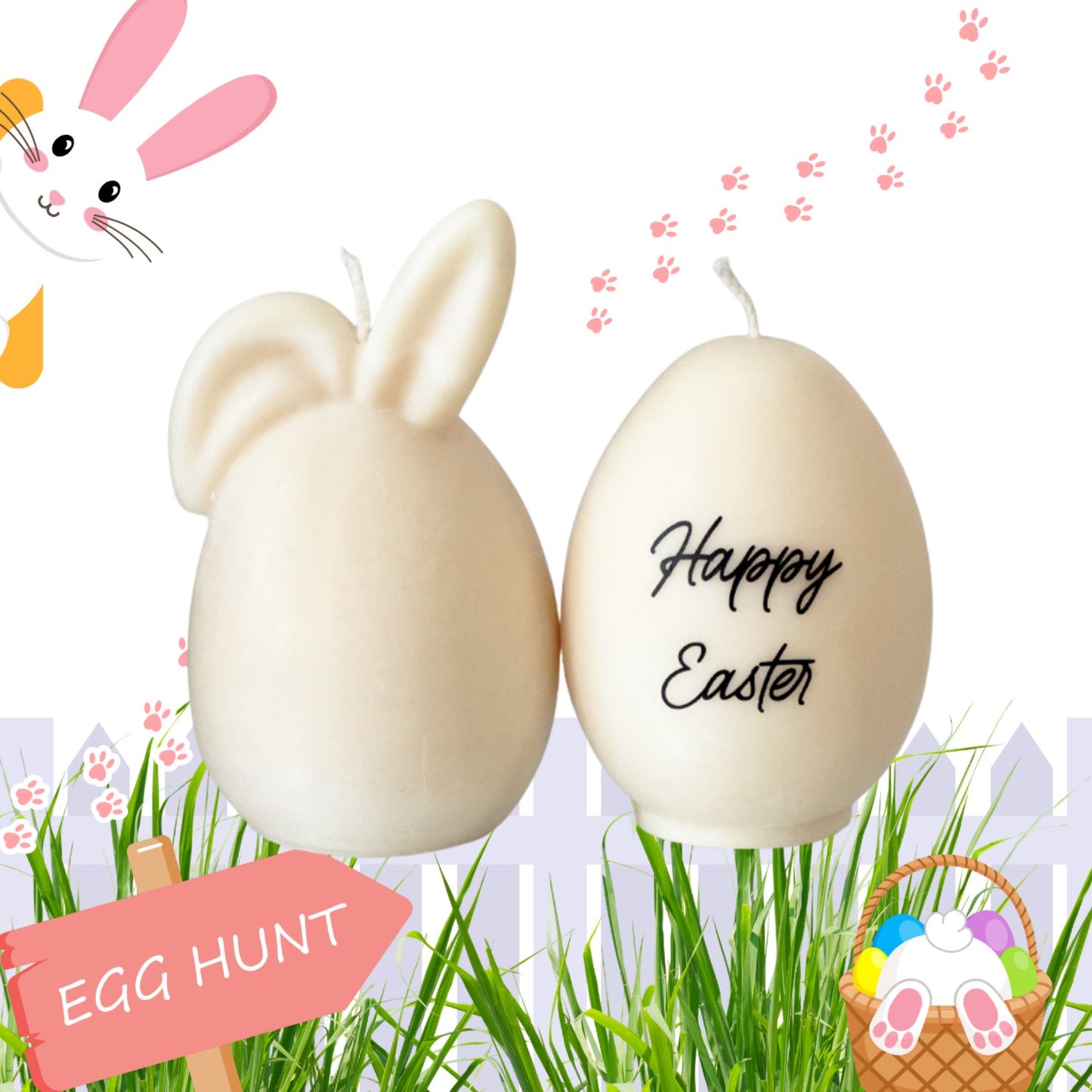Easter Large Bunny and Egg Candle Duo-scented candles-Angel Aromatics