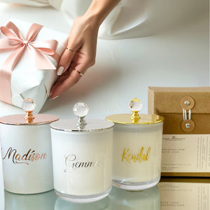 Personalised Candle with Crystal Knob 270g-Candles-Angel Aromatics