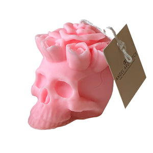 Day of the Dead Skull with Flowers Pink 170g-Halloween Candles-Angel Aromatics