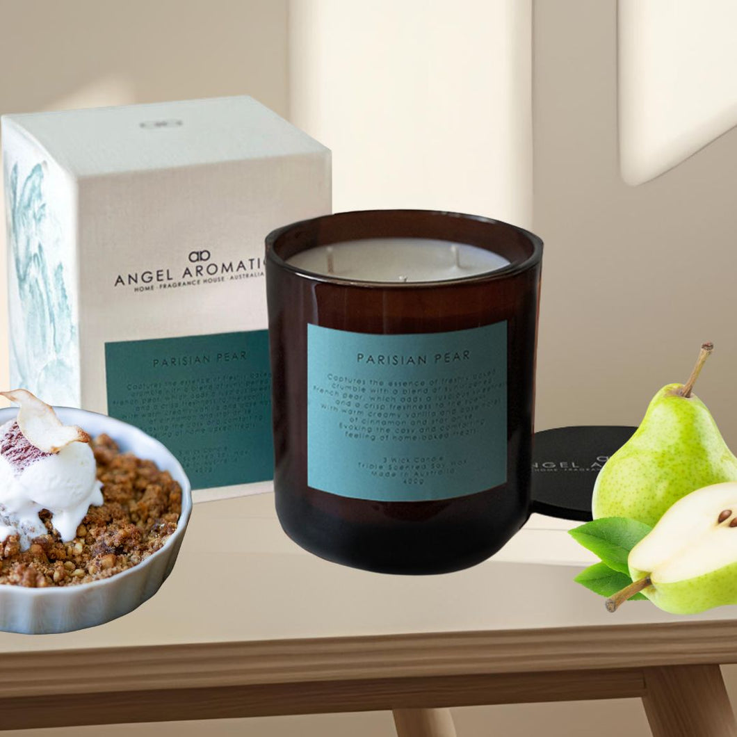 3 Wick Large Scented Candles - Parisian Pear-scented candles-Angel Aromatics