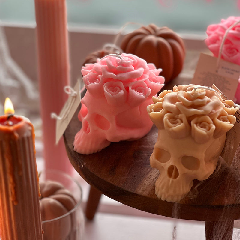 Day of the Dead Skull Pink 170g-Halloween Candles-Angel Aromatics