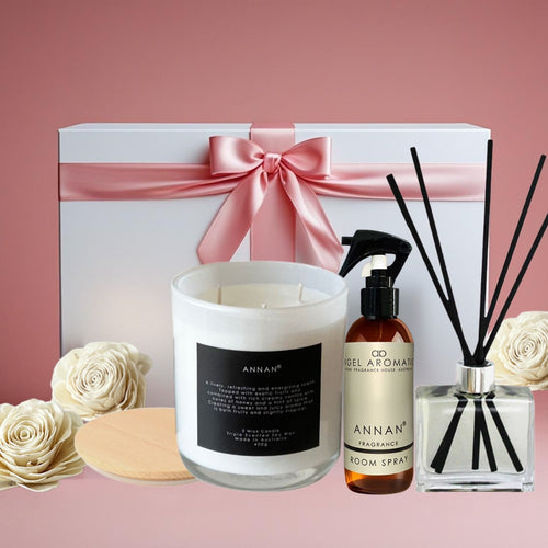 Hamper - Candle, Diffuser and Spray Set-Flowers-Angel Aromatics