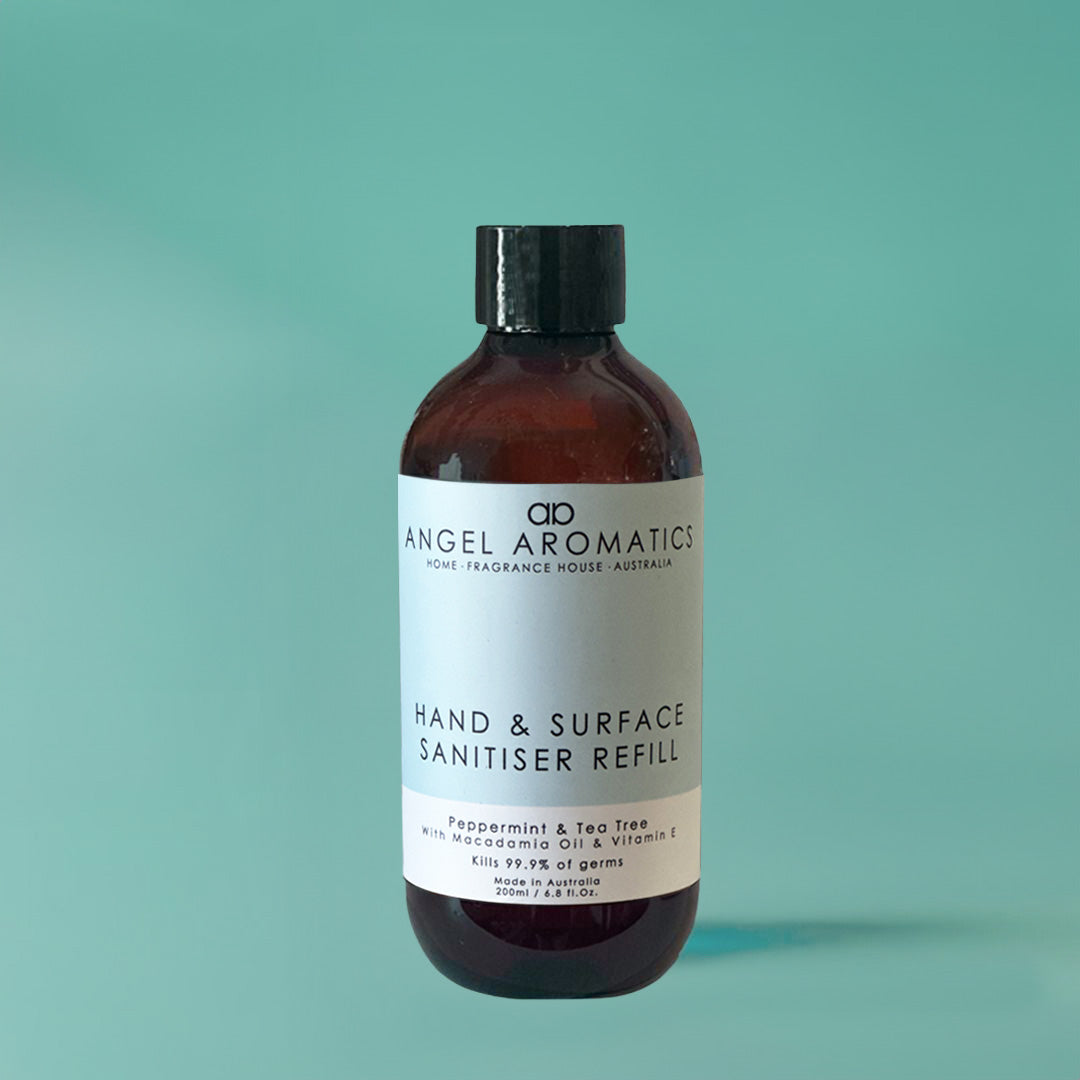 Hand and Surface Sanitiser Refill 200ml - Peppermint & Tea Tree Oil-hand sanitiser-Angel Aromatics