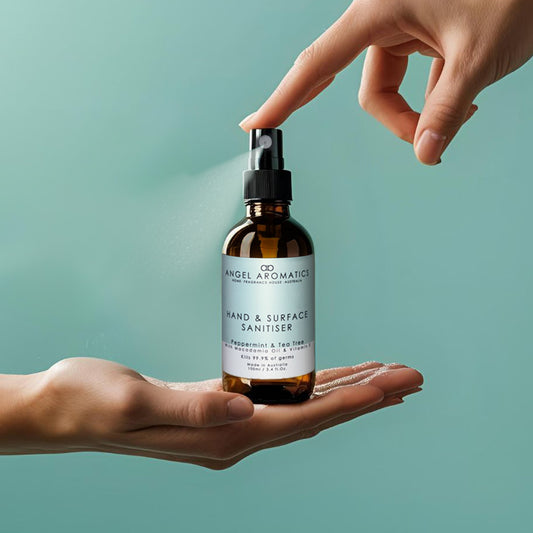 Hand and Surface Sanitiser Spray 100ml - Peppermint & Tea Tree Oil-hand sanitiser-Angel Aromatics