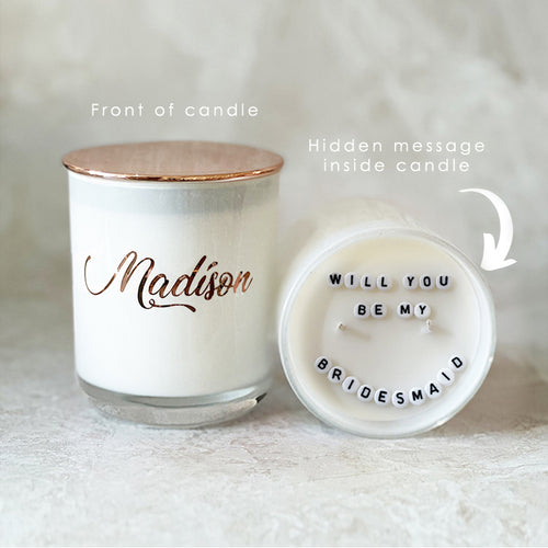 Secret Message Candle - Will you be my Bridesmaid-secret message candle-Angel Aromatics