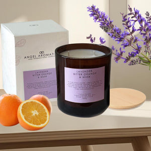 3 Wick Large Scented Candles - Lavender, Bitter Orange and Musk-scented candles-Angel Aromatics