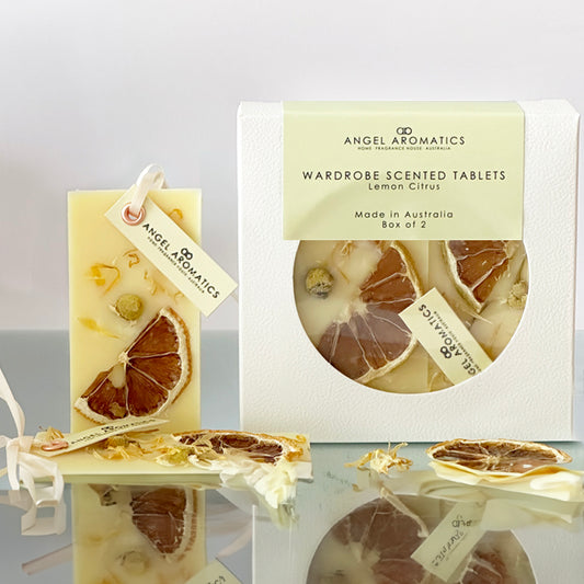 Wardrobe Scented Wax Tablets - Lemon Citrus fragrance-Linen Spray-Angel Aromatics