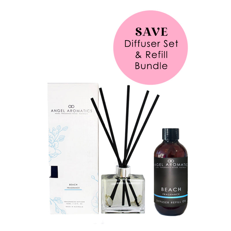 Reed Diffuser Set 100ml and Refill 200ml Bundle-reed diffuser-Angel Aromatics