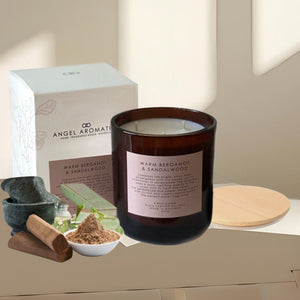 3 Wick Large Scented Candles - Warm Bergamot & Sandalwood