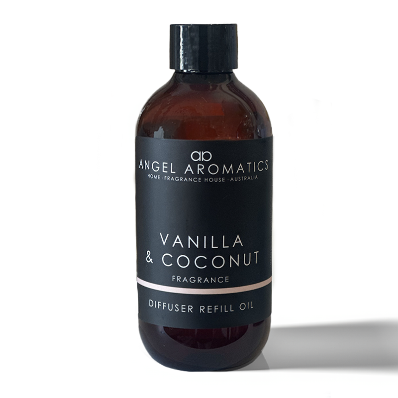 Reed Diffuser Refill 200ml - Vanilla and Coconut-reed diffuser refill-Angel Aromatics