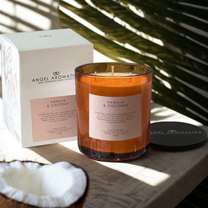 3 Wick Large Scented Candles - Vanilla Coconut-scented candles-Angel Aromatics