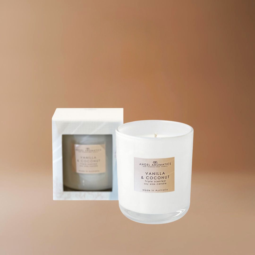 Scented Candles 180g - Vanilla and Coconut-Scented candles-Angel Aromatics