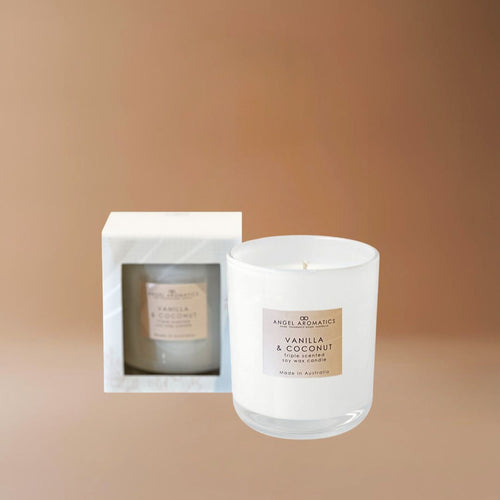 Scented Candles 180g - Vanilla and Coconut-Scented candles-Angel Aromatics