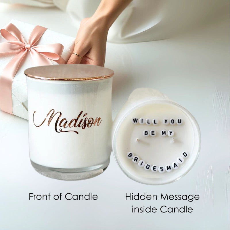 Secret Message Candle - Will you be my Bridesmaid-secret message candle-Angel Aromatics