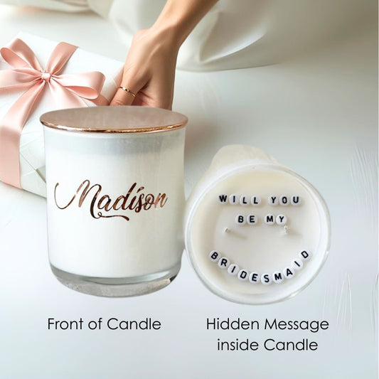Secret Message Candle - Will you be my Bridesmaid-secret message candle-Angel Aromatics