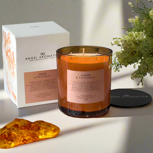 3 Wick Large Scented Candles - Amber Patchouli-scented candles-Angel Aromatics