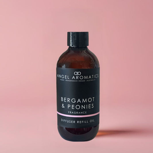 Reed Diffuser Refill 200ml - Bergamot and Peonies-reed diffuser refill-Angel Aromatics