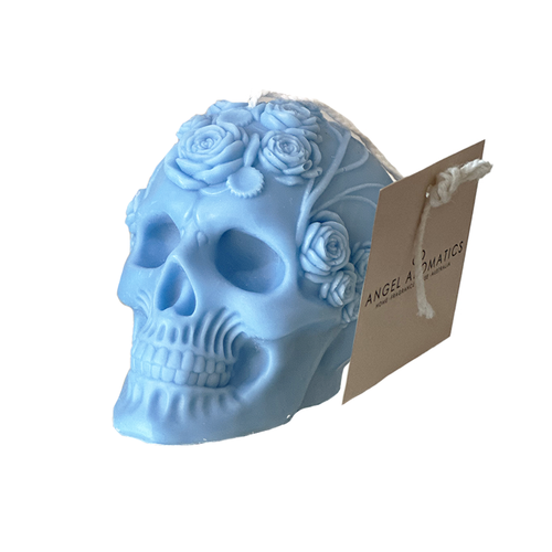 Day of the Dead Skull Blue 170g-Halloween Candles-Angel Aromatics