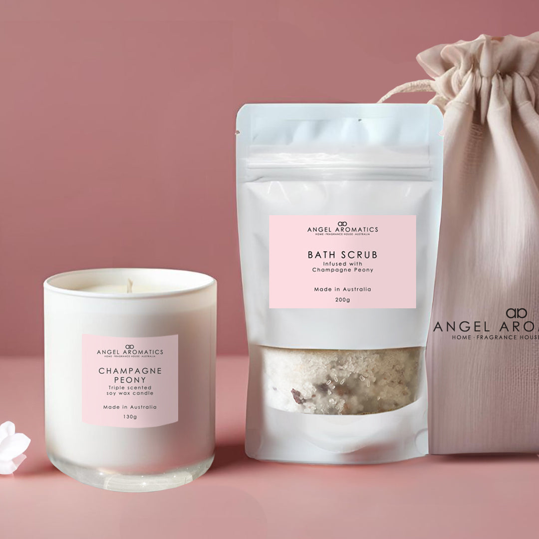 Body Scrub & Candle Set-Flowers-Angel Aromatics