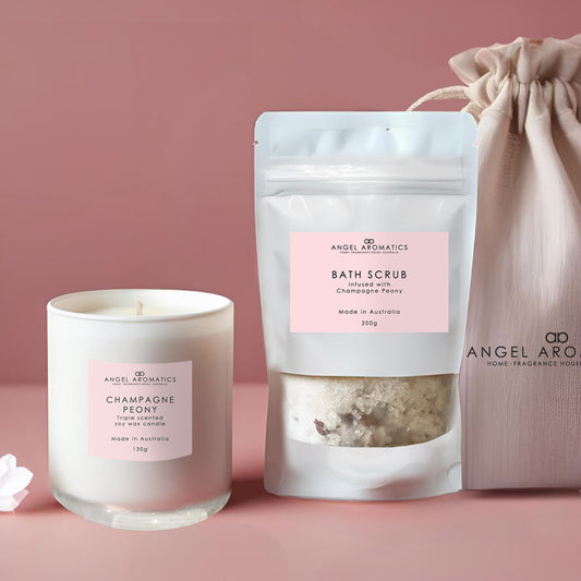 Body Scrub & Candle Set-Flowers-Angel Aromatics