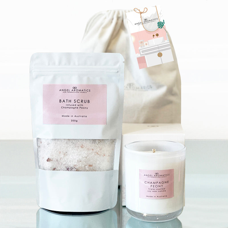 Body Scrub & Candle Set-Flowers-Angel Aromatics