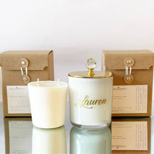 Personalised Candle with Crystal Knob 270g with Candle Refill-Candles-Angel Aromatics