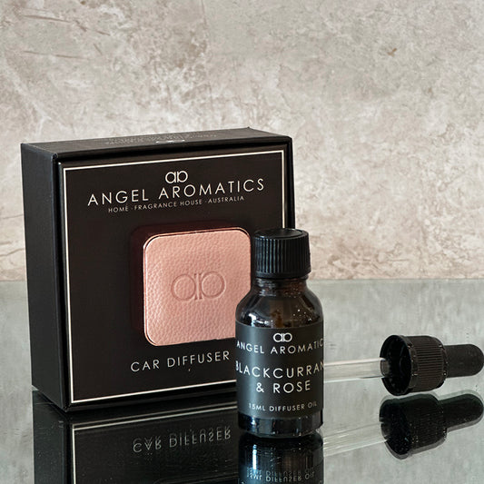 SALE Car Diffuser Pink Leather With Rose Gold Zinc Alloy-Car Diffuser-Angel Aromatics