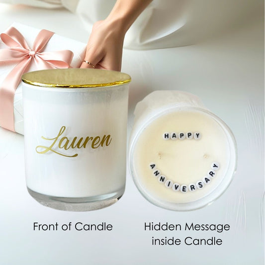 Secret Message Candle - HAPPY ANNIVERSARY-secret message candle-Angel Aromatics