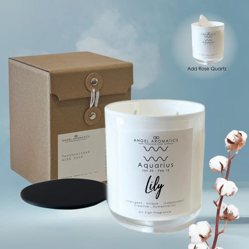 Aquarius Zodiac Candles 270g-personalised-candles-Angel Aromatics