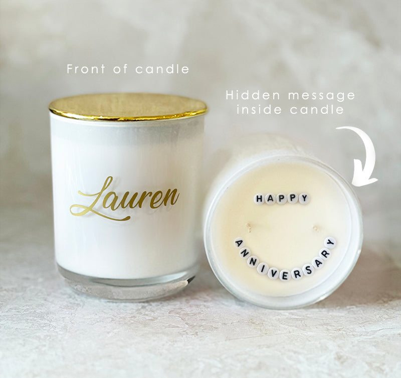 Secret Message Candle - HAPPY ANNIVERSARY-secret message candle-Angel Aromatics