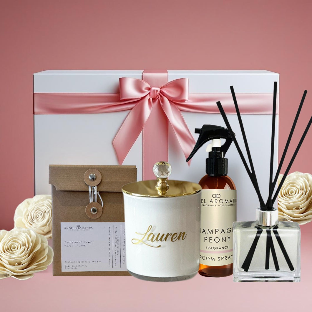 Personalised Crystal Knob Candle Hamper-Candles-Angel Aromatics