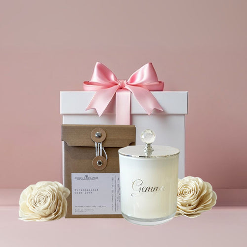 Personalised Hamper with Crystal Knob-Candles-Angel Aromatics