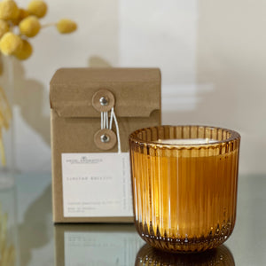 SALE Amber Ribbed Soy Candle 240g - Vanilla Coconut 2 LEFT-Scented candles-Angel Aromatics