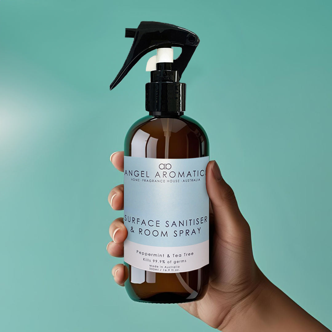 Surface Sanitiser and Room Spray 500ml - Peppermint & Tea Tree Oil-hand sanitiser-Angel Aromatics