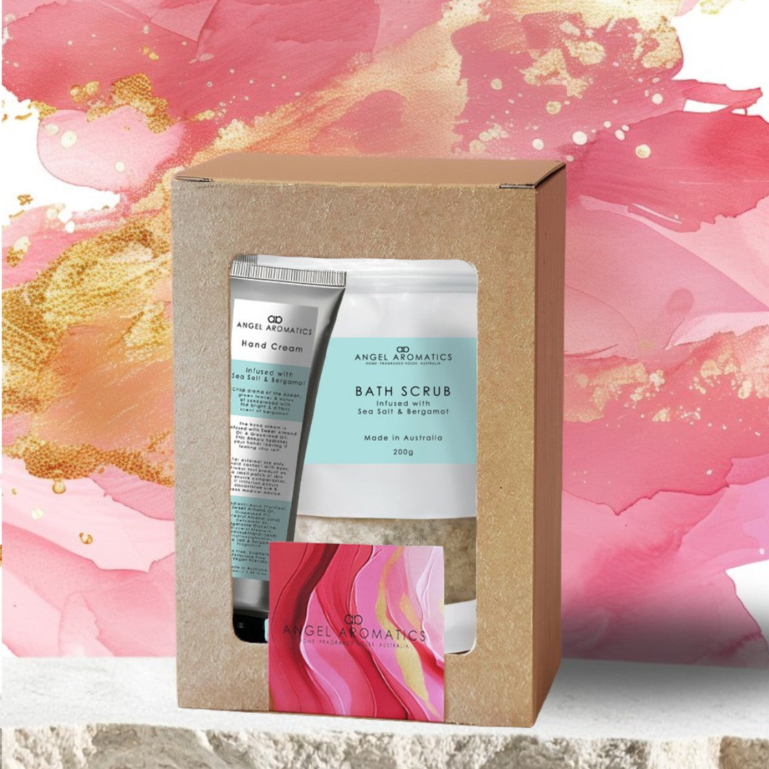 Body Scrub and Hand Cream Set - Sea Salt & Bergamot Fragrance-Body Scrub-Angel Aromatics