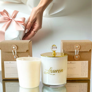 Personalised Candle with Crystal Knob 270g with Candle Refill-Candles-Angel Aromatics