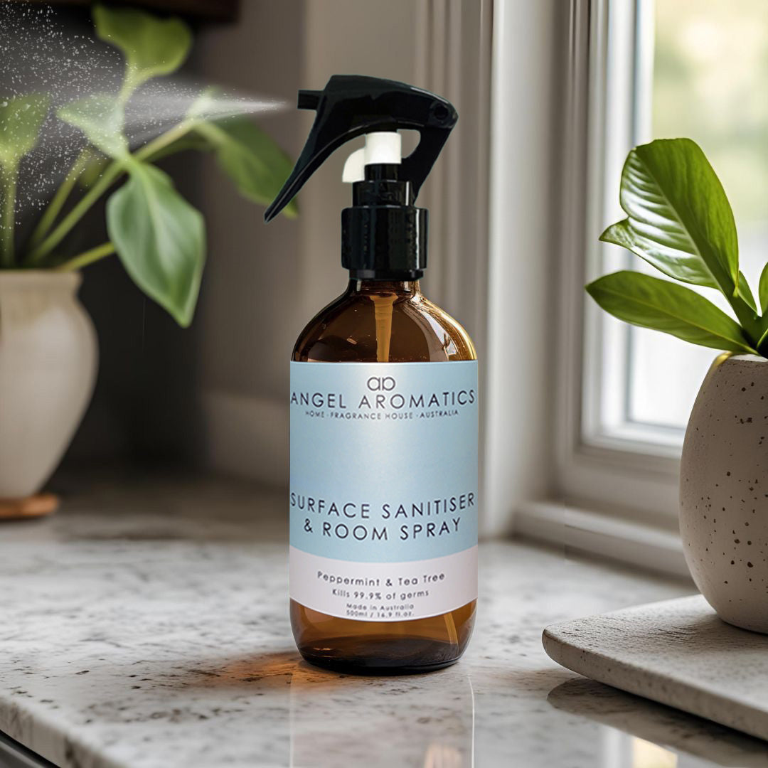 Surface Sanitiser and Room Spray 500ml - Peppermint & Tea Tree Oil-hand sanitiser-Angel Aromatics