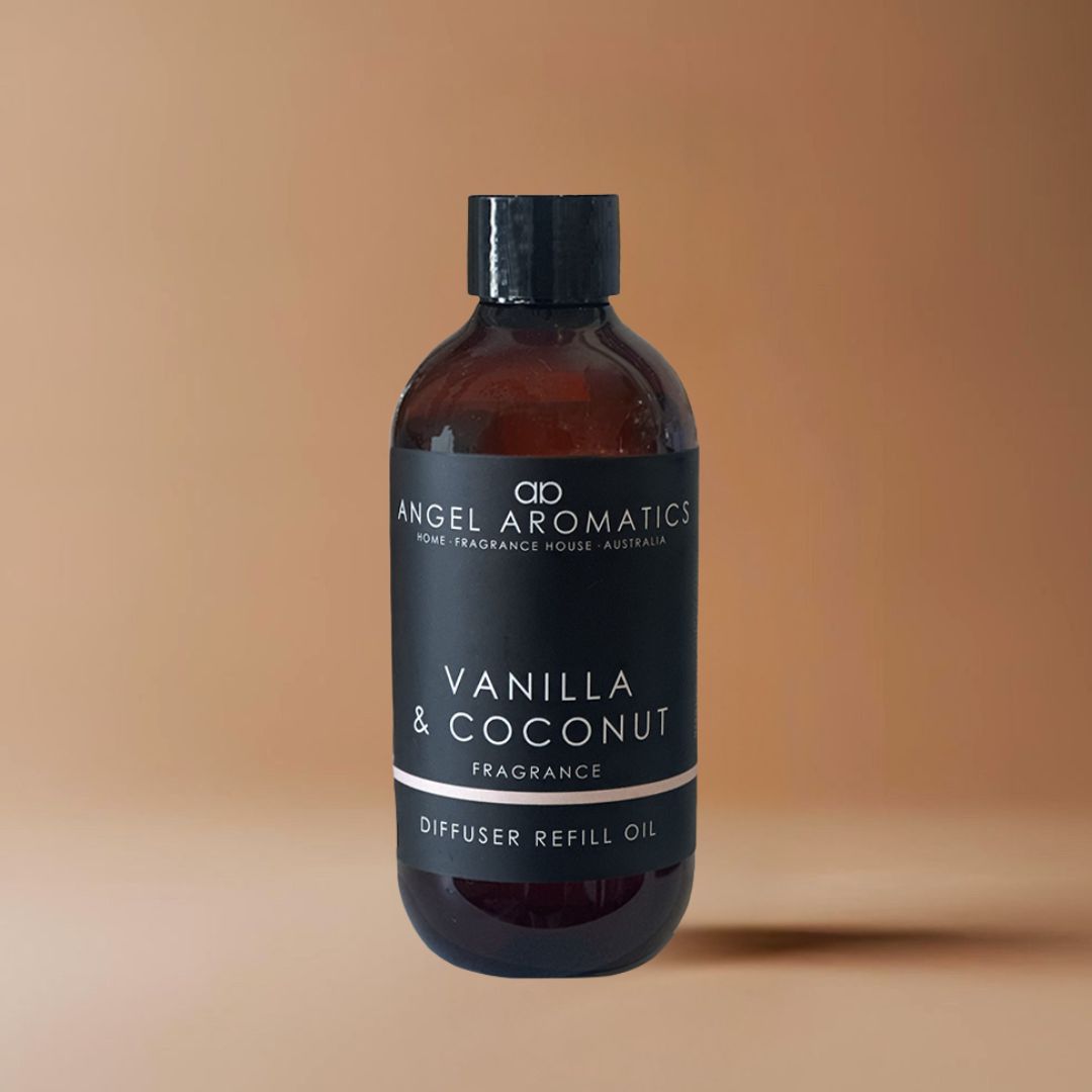 Reed Diffuser Refill 200ml - Vanilla and Coconut-reed diffuser refill-Angel Aromatics