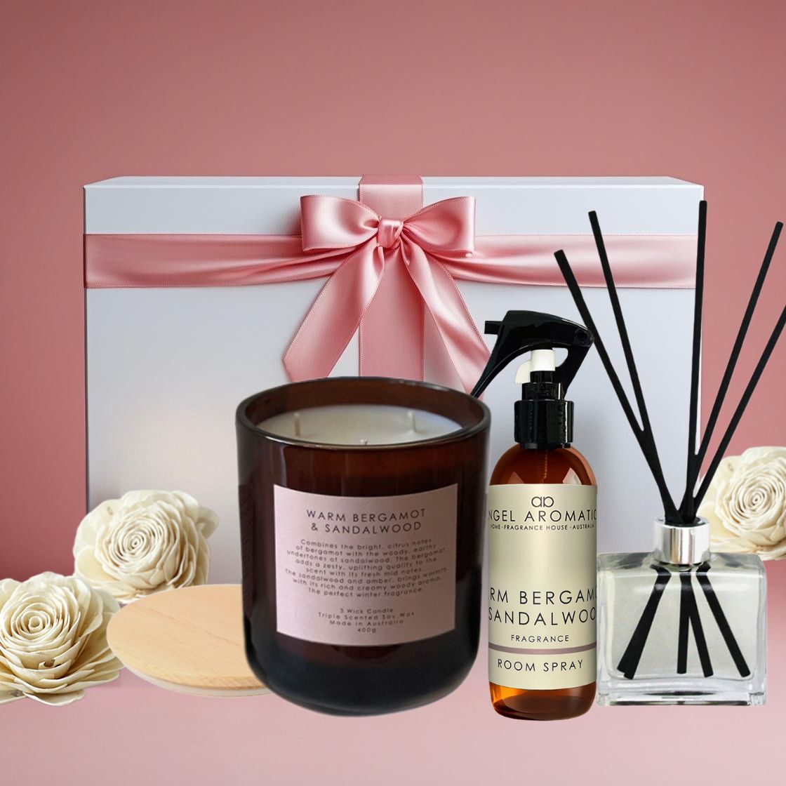 Hamper - Candle, Diffuser and Spray Set-Flowers-Angel Aromatics