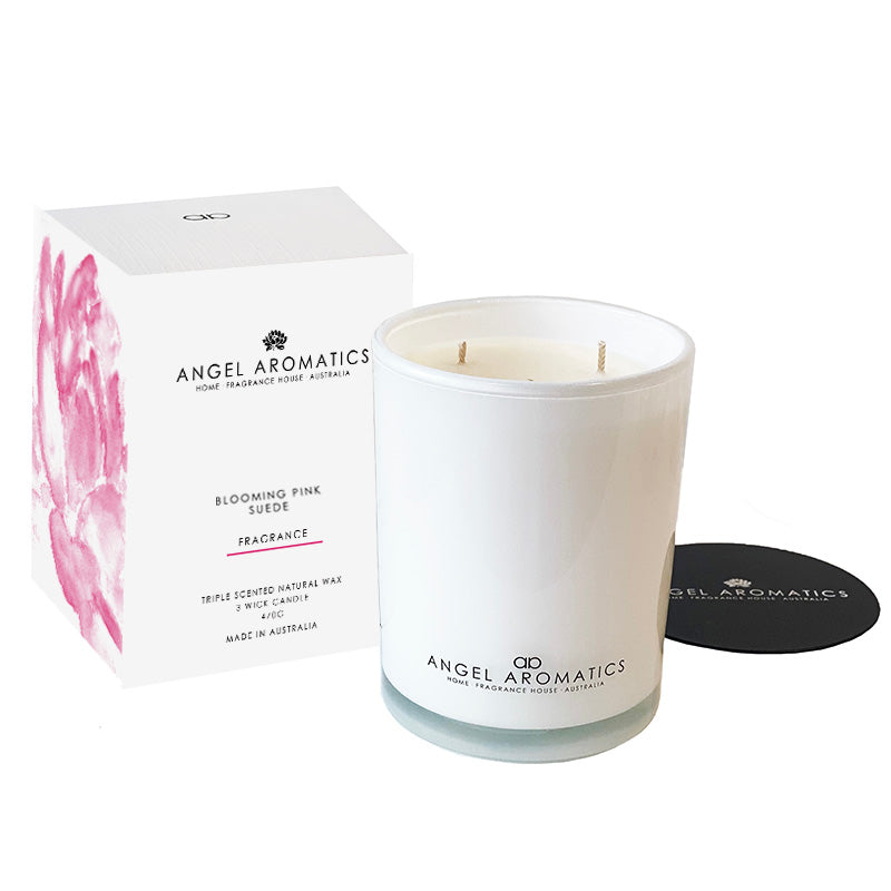 Sale Large Scented Candles - Blooming Pink Suede-scented candles-Angel Aromatics