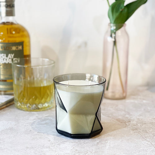 Geometric Grey Whisky Glass 250g-Scented candles-Angel Aromatics