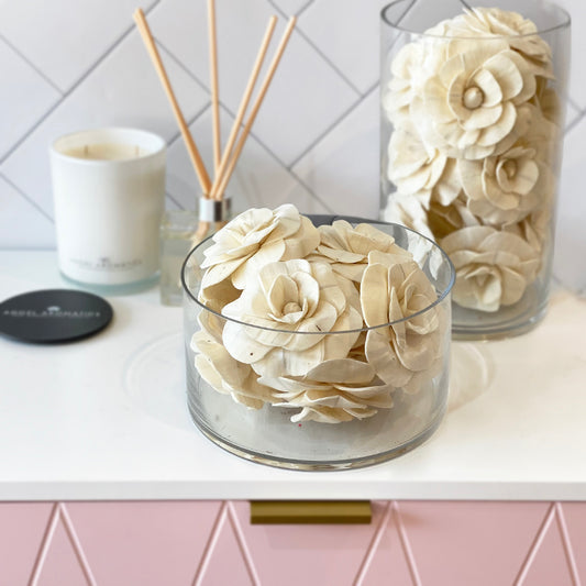 Balsa Wood Flowers Medium Camellia Ivory-Flowers-Angel Aromatics